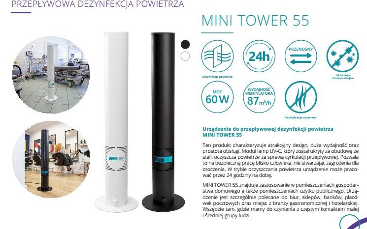 UVC-MED 60W TOWER MINI dezynfekcja sterylizacja full